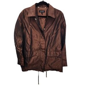 ESCADA Vintage Designer Metallic Bronze Shimmer Lightweight Jacket Womens Size M